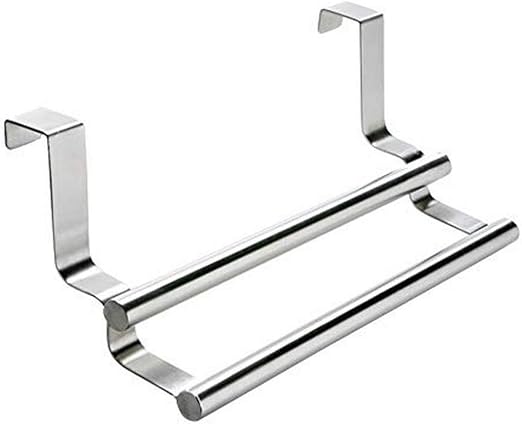 Wenko Twin Toallero para Puerta 2 Barras, Acero Inoxidable, Plata Mate, 23.5 x 10.5 x 8.5 cm