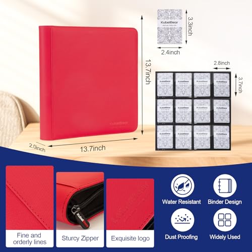 Image of Card Binder - 720 Capacity, Zippered Trading Card Holder for MTG, Sports & Collectible Cards - Acid-Free, Durable & Travel-Friendly Storage (Red dots, 12 Pocket)