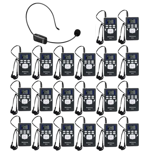 Retekess PR13 Simultaneous Translation System, Portable FM Radio, with 1 TR503 Transmitter and 20 PR13 FM Radio Receiver, for Tour Guide, Church, School