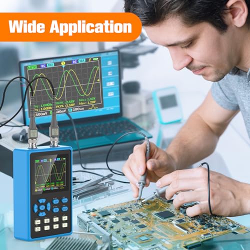 Image of Oscilloscope with 2 Channels 120Mhz Bandwidth, Digital Oscilloscope Signal Generator 500MSa /s Sampling Rate, Handheld Oscilloscope Kit 2.8 inch LCD Backlight Display&Waveform Storage&FFT Spectrum