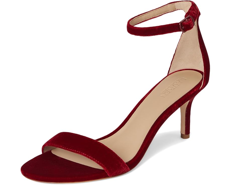 Lauren Ralph Lauren Allie Mid-Heel Velvet Sandals - Front View