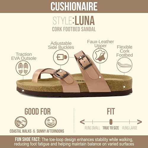 Image of CUSHIONAIRE Women's Luna Cork Footbed Sandal With +Comfort