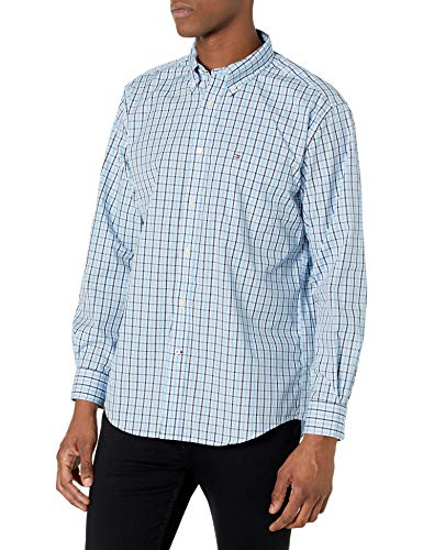 Tommy Hilfiger mens Tommy Hilfiger Men's Long Sleeve in Classic Fit Button Down Shirt, Sneaky Blue, Large US
