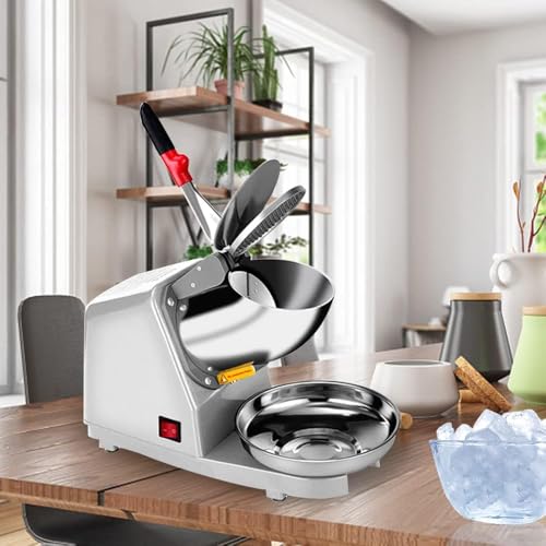 Image of Sakar High Speed Electric Ice Crusher Machine Dual Blades 143 lbs /hr Snow Cone Maker for Cold Coffee, Iced Tea, Lemonade, Cocktails, Mocktails, Home and Commercial Use
