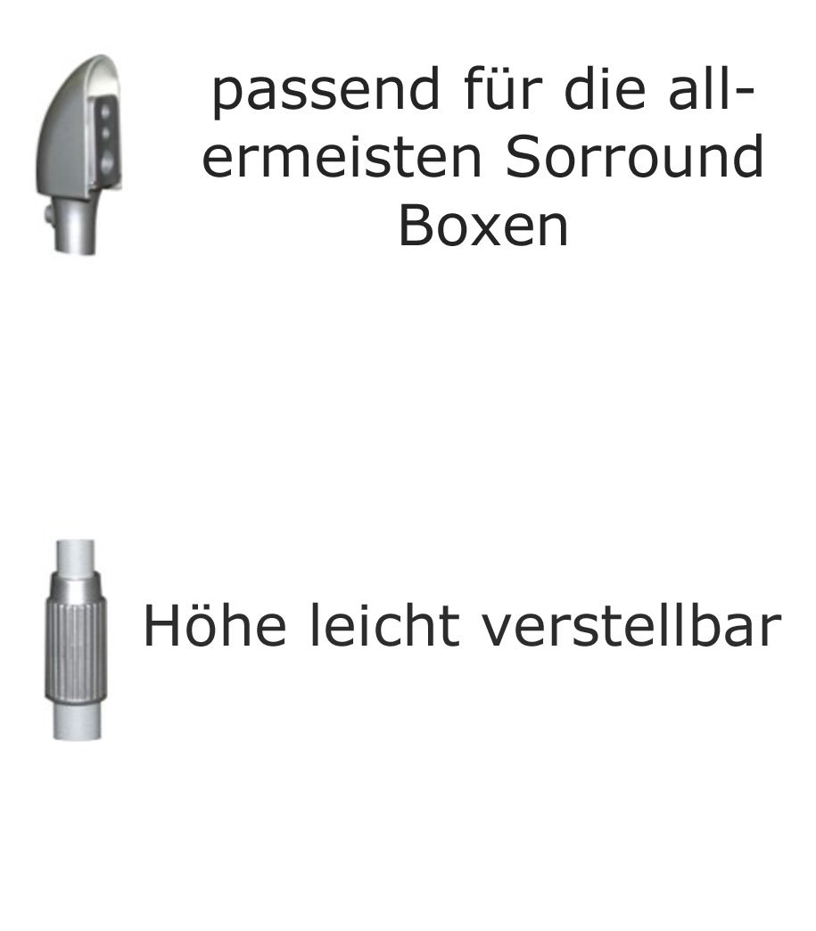 HALTERUNGSPROFI 2 supporti per altoparlanti universali per satelliti Surround Box S01 argento