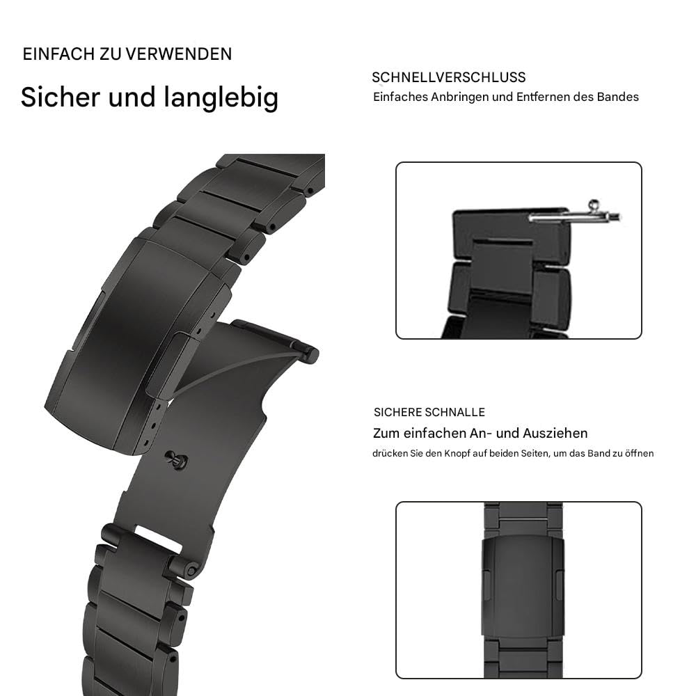 Bracelet en titane de 20 mm compatible avec Samsung Watch 6 Classic 43 mm/47 mm/5 Pro 45 mm/4 Classic 46 mm, bracelet en métal de 22 mm, compatible avec Samsung Watch 46 mm/3 45 mm, Gear S3
