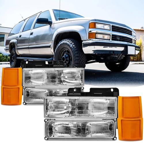 REINKO HEADLIGHTS ASSEMBLY COMPATIBLE WITH 94-98 OBS CHEVY TRUCK 1994-1998 CHEVY SILVERADO 1992-1994 BLAZER 92-99 CHEVY SUBURBAN 95-00 CHEVY TAHOE(ONLY 2000 TAHOE LIMITED/Z71) HEADLAMP FACTORY STYLE