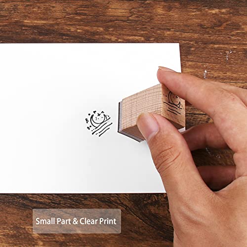 Dizdkizd 16-Piece Small Celestial Rubber Stamps, Cute Moon And Star Wooden Rubber Stamp Set For Bullet Journal, Card Making, Diy Crafts, Scrapbooking, Journaling Supplies #TOP2