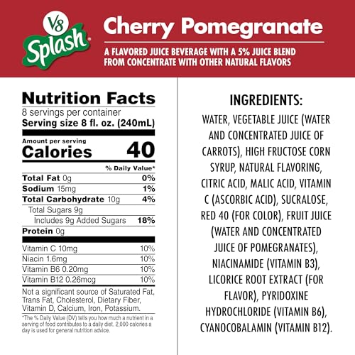 Image of V8 Splash Cherry Pomegranate Juice, 64 FL OZ | Pack of 2 | Bottle