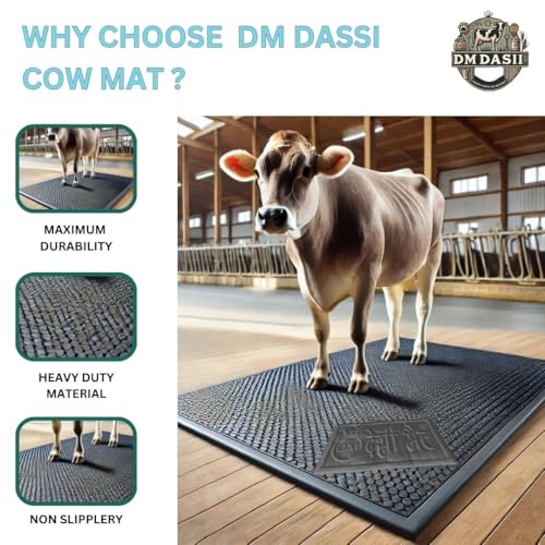 Image of DM DASII Premium EVA Cow Mat | 8x5 ft | 30mm Thick | Durable, Shock-Absorbent & Waterproof | Anti-Slip & Easy to Clean | Ideal for Cows, Buffaloes & Dairy Farms(Super Deluxe, Black)