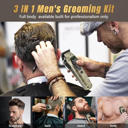 Beatslm Hair Clippers for Men Professional, T-Blade Hair Trimmer for Men, Electric Shaver Razor, Beard Trimmer, 3 in 1 Cordless Barber Clippers and Trimmers Set, Haircutting Kit LCD Display (Bronze) by Beatslm - Image 6