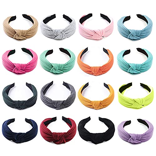 Kingrol 16 Pack Knot Turban Headbands, Anti-slip Hair Bands, Colorful Hair Accessories for Women and Girls