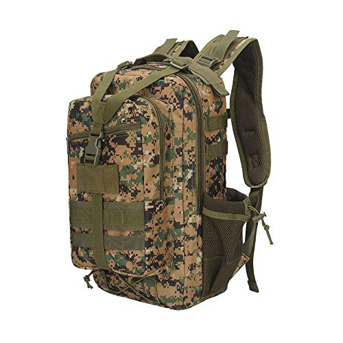 MASII Mochila de camuflagem tática com bolso de rede para caminhadas ao ar livre, bolso para equitação, equipamento de caminhada, bolso de rede de acampamento, mochila 3P -30L