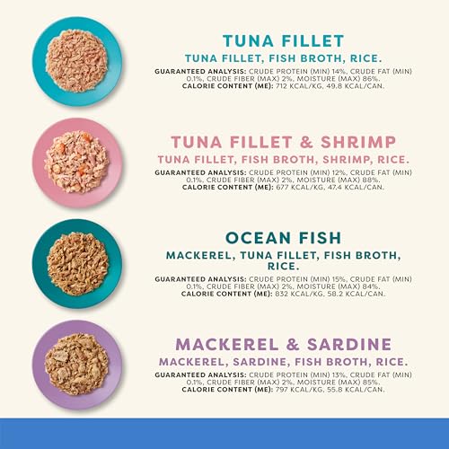 Image of Applaws Fish Variety Pack Wet Cat Food in Broth 24-Pack, High Protein, Limited Ingredient, Grain Free, Canned Cat Food, No Fillers, No Artificial Additives (24x 2.47 oz Cans)
