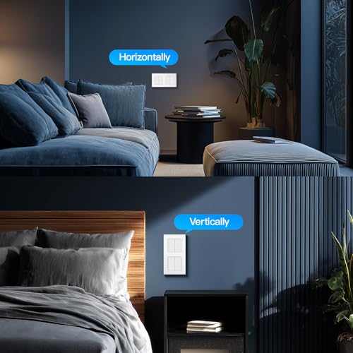 BSEED Smart WIFI Lichtschalter Unterputz, 2 Fach 1 Weg + 2 Fach 1 Weg, Wlan Wandschalter mit PC Rahmen, Intelligente Taster Schalter kompatibel mit Alexa/Google Home/Tuya/Smart Life, Wei&szlig;