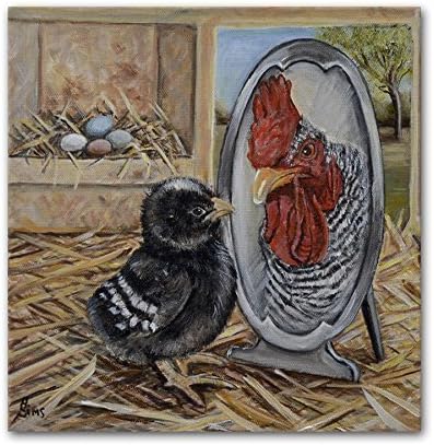Chicken Artwork Print Farmhouse Rooster Kitchen Art Wall Decor 8x8 inch Matted Fits 11x14 Frame