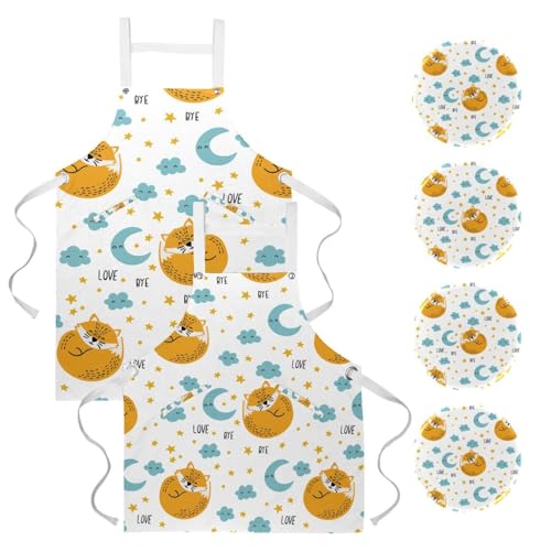 Tablier de cuisine pour pâtisserie et nettoyage avec motif renard