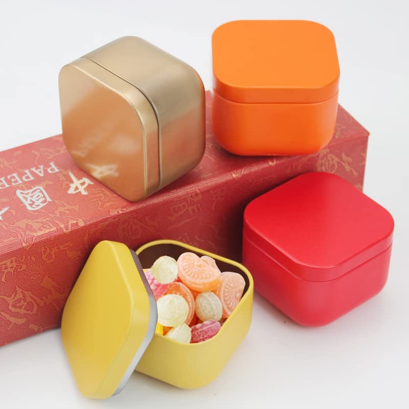 9 Boîtes Métalliques Vides Avec Couvercle – 6,5x6,5x7 Cm – Pour Thé, Café, épices, Bonbons
