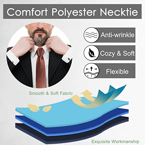 Image of Luckyvestir Mens Tie Solid Satin Neck Ties 3.15'' Formal Necktie for Wedding Business Christmas Father's Valentine's Day Gift