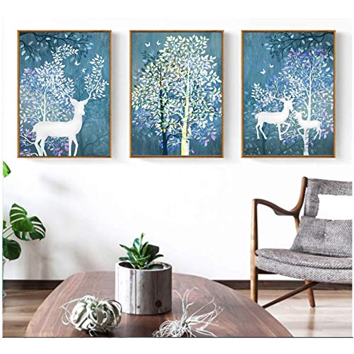 Cuadros de alces modernos en lienzo para salón juego de 3 piezas abstractas de 50x70cm sin marco