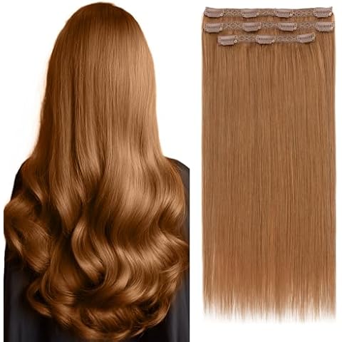 Elailite Clip in Hair Extensions Real Human Hair 3PCS Lace Weft Remy Hairpieces for Women 14 Inch 66g Light Auburn Cover