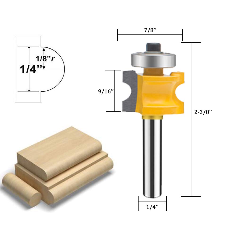 Mayline AR-03 - Set di 5 punte per fresa con gambo da 6,35 mm, per lavorazione del legno, utensili da taglio CNC, per porte e ripiani del tavolo