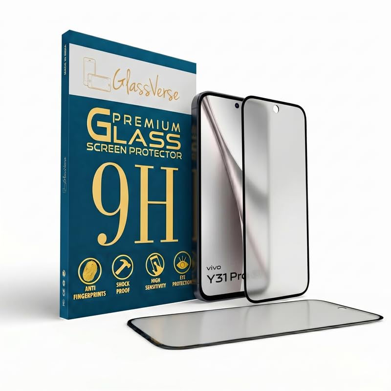 Image of GlassVerse Matte Tempered Glass for Vivo Y31 Pro 5G | Anti Glare, Smooth Touch Screen Protector, 9H Hardness, Edge to Edge, Case Friendly, Hassle-less Installation Kit Included. (Pack of 2)