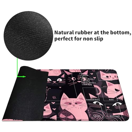 Image of Card Mat for MTG & TCG Playmat,Black and Pink Kitty
