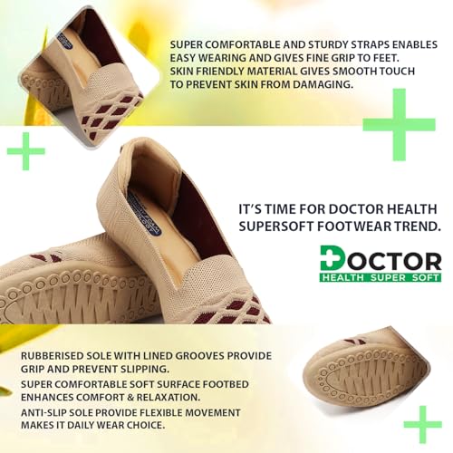 Image of DOCTOR HEALTH SUPER SOFT Women Breathable Knit Running Shoe | Lightweight Slip-On Casual Shoes | Comfortable Walking Loafers Anti-Slip Everyday Wear Footwear