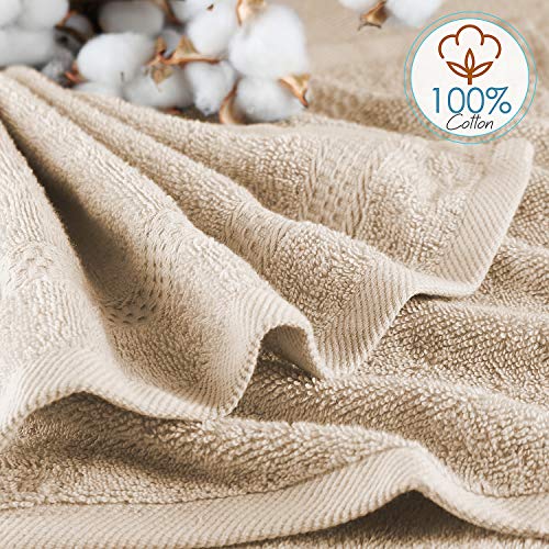 Image of Hearth & Harbor Washcloths 12 Pack - 100% Cotton Washcloth for Body and face, High Absorbent and Soft 13 inchx13 inch Body Wash Cloth, Quick Dry - Cream Washcloths