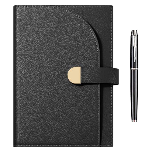 La mejor selección de Cuero Negro , tabla con los diez mejores. 49 TOAO Cuaderno A5 con Separadores - tapa de cuero, Bolsillo y Portalápices,Bloc Rayado Bolígrafo Incluido, Ideal Escuela, Oficina y Viajes de Negocios, Unisex (Negro)