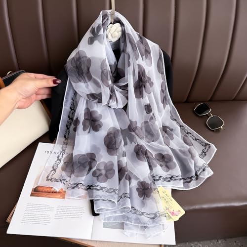 Lightweight Scarves for Women Elegant Floral Pattern Scarf Shawls Sunscreen Head Shawls4