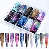 Marble Nail Art Foils Transfer Stickers Marble Stone Nail Foil Adhesive Decals 10 Rolls Foils Transf
