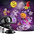 Halloween Projector Lights Outdoor, Brightness Increase HD 2-in-1 Ocean Wave Snowflake LED Holiday Projector Lights Indoor 96 Patterns, Memory Function Waterproof 12 Slides for Party Garden Landscape