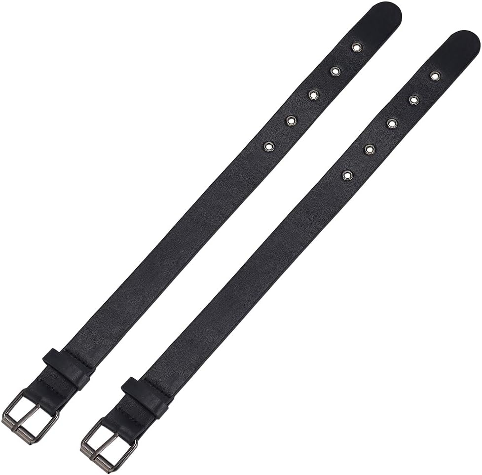 FINGERINSPIRE 2 Pcs Traditional Kilt Extender Straps Leather Cuff Belt Buckles 1x16 inch Black PU Leather Adjustable Belt with Metal Square Women's Buckle for Coat Jacket Dress Bags DIY Craft