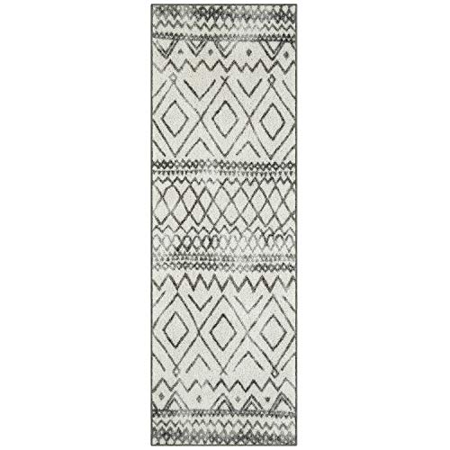 Maples Rugs Abstract Diamond Modern Distressed Non Slip Runner Rug For Hallway Entry Way Floor Carpet [Made in USA], 2 x 6, Neutral