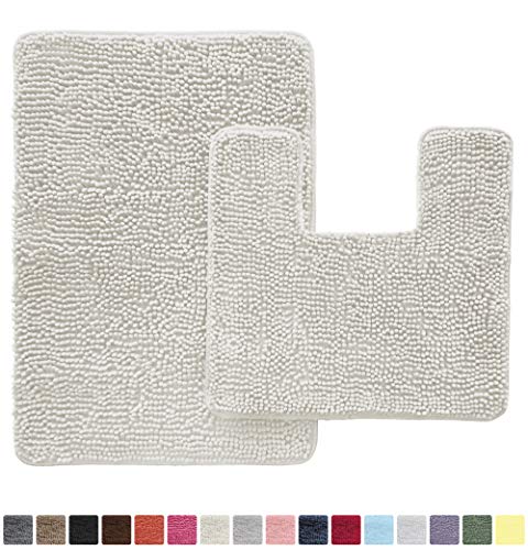 Gorilla Grip Original Shaggy Chenille 2 Piece Area Rug Set, Includes Square U-Shape