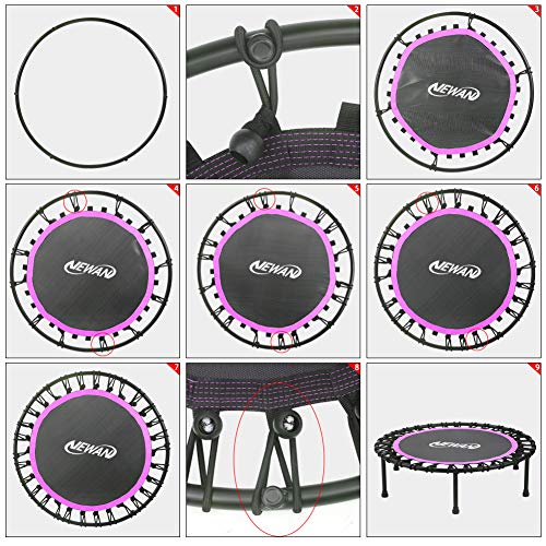 Image of Newan 40 inch-48 inch Silent Mini Trampoline Fitness Trampoline Bungee Rebounder Jumping Cardio Trainer Workout for Adults-Max Limit 330lbs