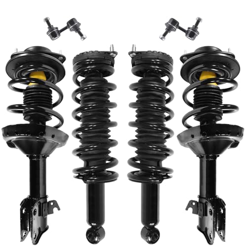 Image of Detroit Axle - 6pc Struts Sway Bars for 2005-2009 Subaru Legacy [Sedan], 4 Front Rear Struts with Coil Springs 2 Front Sway Bars 2006 2007 2008 Suspension Replacement