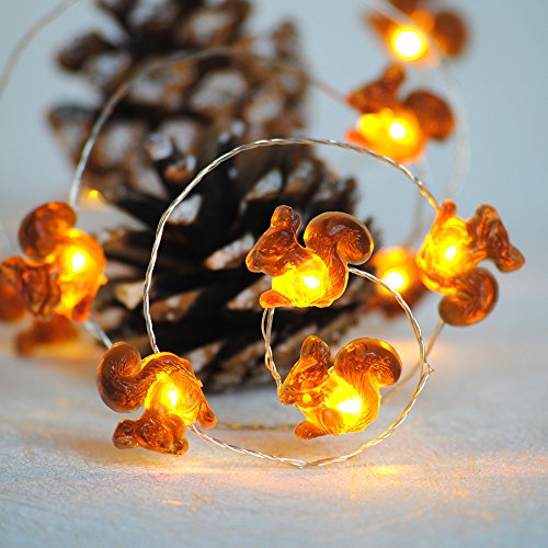 Impress Life Squirrel Decoration String Lights, Christmas Festive Chipmunk Novelty Lights Battery-Powered 10 Ft 40 Leds With Remote For Winter Christmas Home Party, Fall, Forest Wedding #TOP18