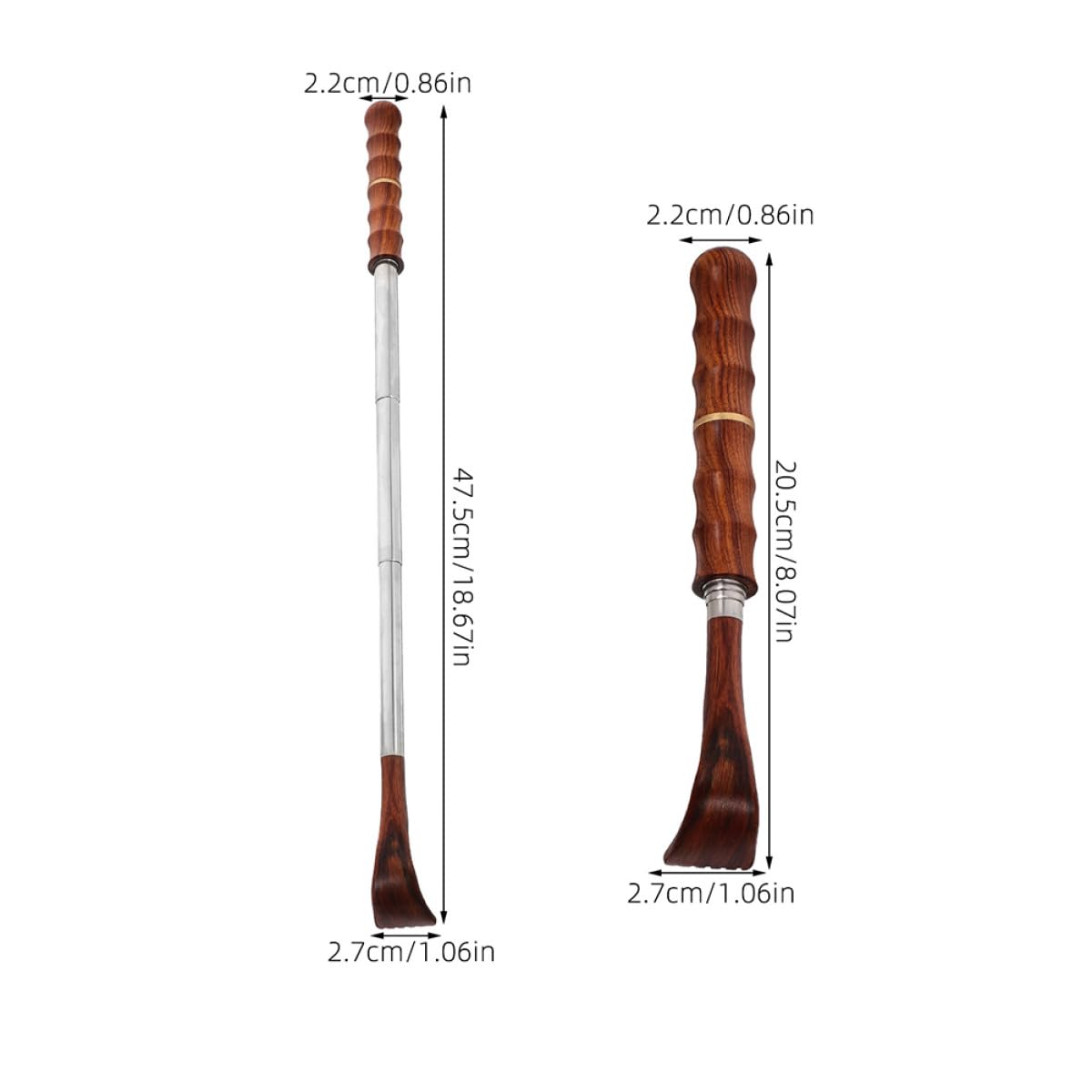 Rascador de Espalda Telescópico de Madera Portátil, 2 Unidades, Alivio de Picazón Textura para Cuerpo y Piernas en Cualquier Lugar