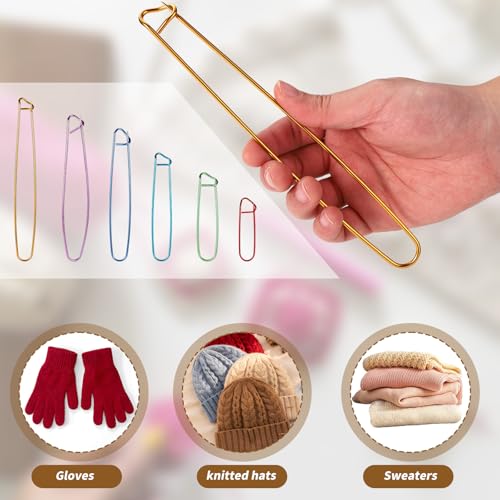 Image of 18pcs Knitting Stitch Holders, 6 Colors 6 Sizes Aluminum Stitch Needles Markers for Practical Yarn Knitting or Crocheting Supplies Tools Accessories