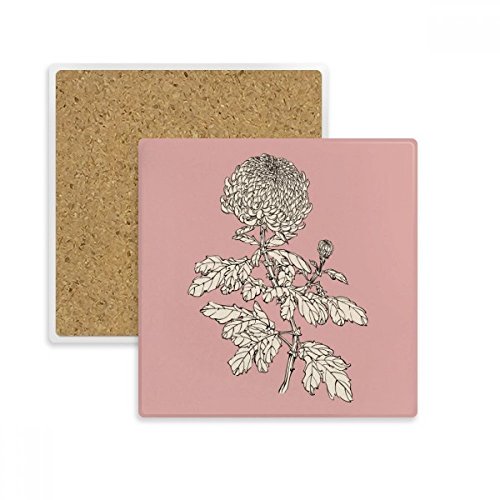 Cadeau absorbant boissons : dessous de verre carré design chrysanthème - 2
