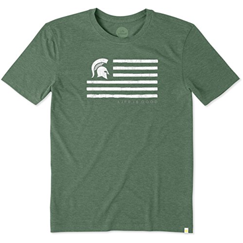 Life Is Good Cool tee Michigan State Team Bandera, Sport Verde Oscuro, Pequeño