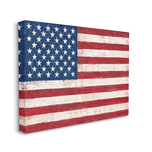 Image of Stupell Industries 'Rustic American Flag Red White Blue'| Canvas Art | Stupell Industries | 48 x 36 Inches, Easy to Hang and Sturdy, Made in USA, by Ruane Manning