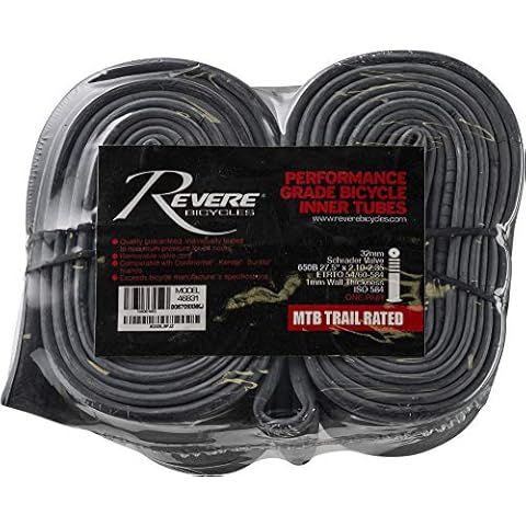 Revere Bicycles Tubes Black 27.5" x 2.10-2.35 Shrader 32mm. Free Replacement Warranty if it Ever goes Flat Cover