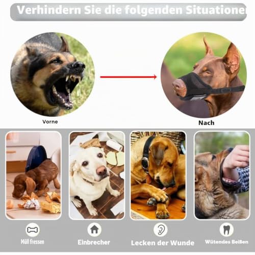 Maulkorb für Hunde, Maulkorb mit Klettverschluss Weich, Verhindert Beißen, Sicher Atmungsaktives Bellen und Kauen, mit Verstellbarer Schlaufe, Atmungsaktives Mesh - Orange, L