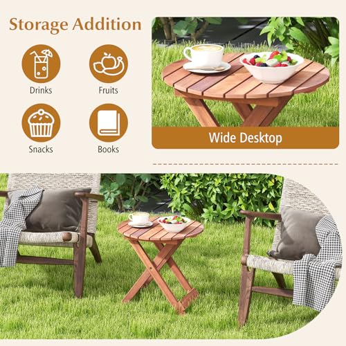 Table basse extérieur bois robuste pliable GOPLUS pour balcon et terrasse