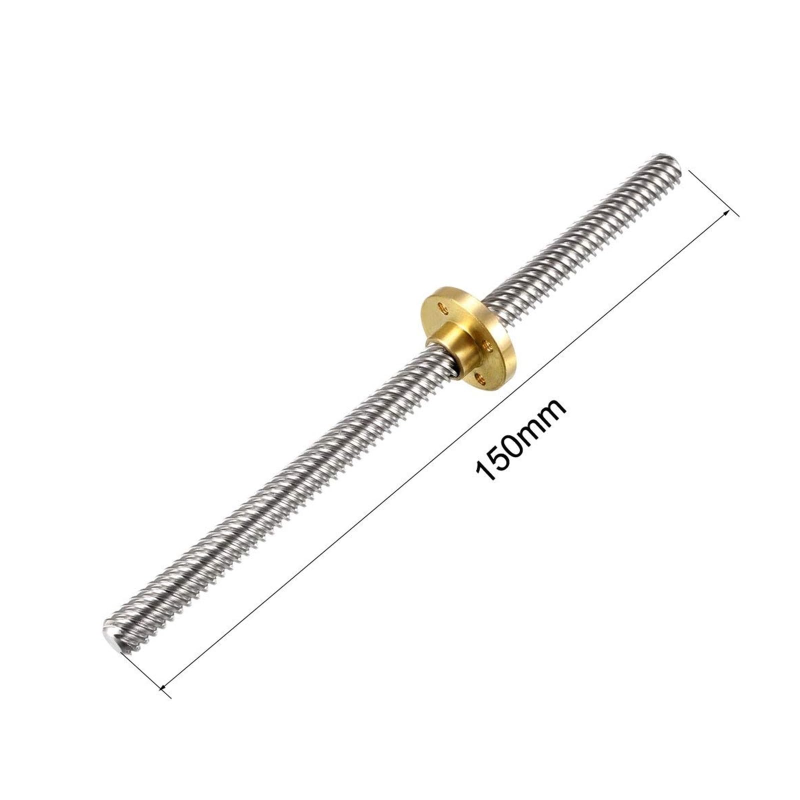 Metal Ball Screw nut 150mm Length T8 8mm Dia Lead Screw Rod,8 Lead Stainless Steel Lead Screw Rod with Copper Nut Trapezoidal Thread