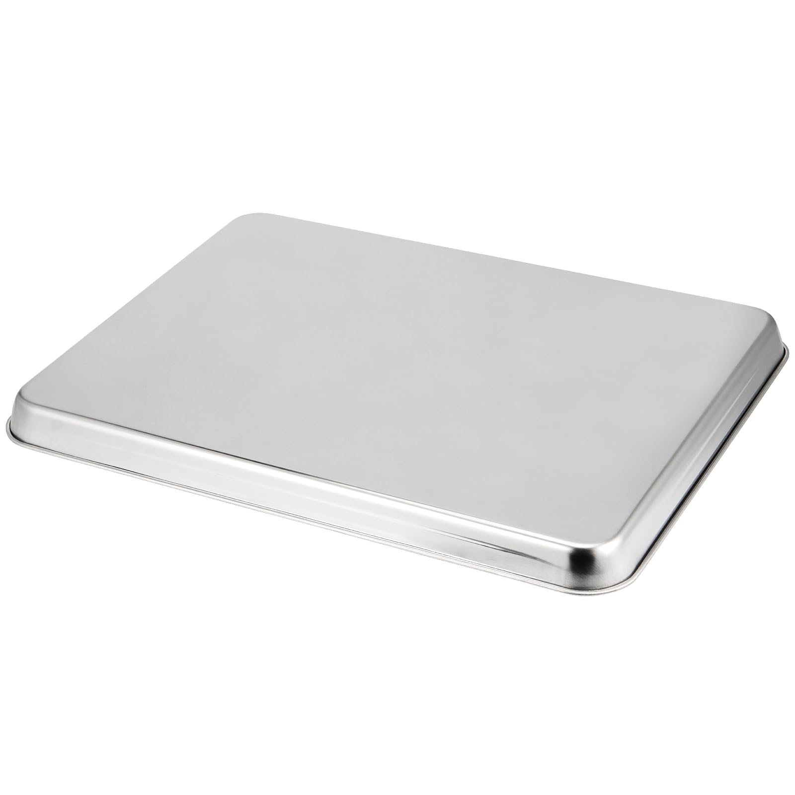 Set di 4 teglie da forno in acciaio inossidabile, grandi teglie rettangolari per cuocere, arrostire e cucinare, finitura a specchio, lavabili in lavastoviglie (40,5 x 30,5 x 2,5 cm)
